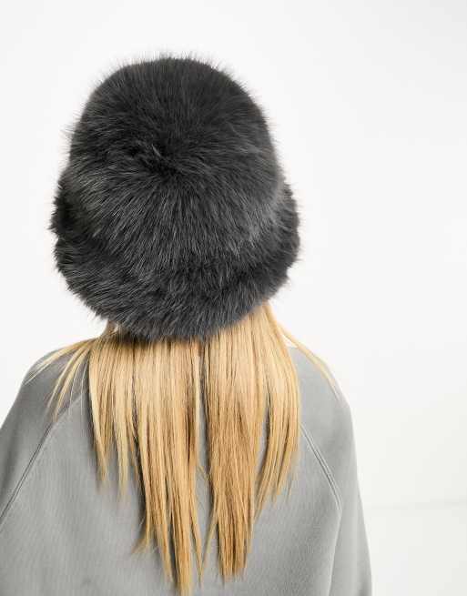 My Accessories London faux fur bucket hat in grey, 2 of 4