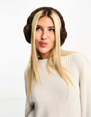 My Accessories London faux fur ear muffs in chocolate brown