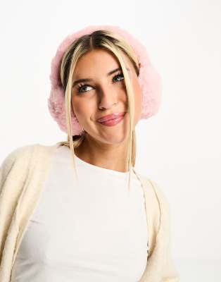 My Accessories London faux fur ear muffs in pink