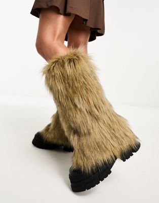 My Accessories London faux fur leg warmers in cream - ASOS Price Checker
