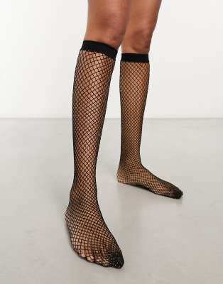 My Accessories London sheer tights in black with criss cross diamond print