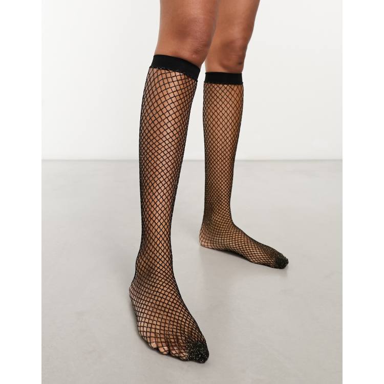 Fishnet tights with knee high clearance socks