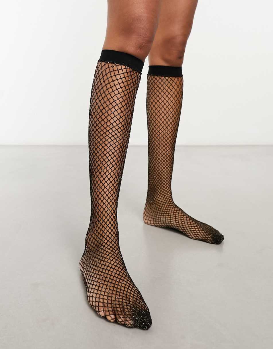 My Accessories London fishnet socks in black