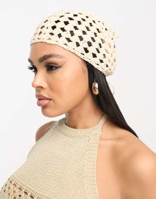 My Accessories London - Foulard beige all'uncinetto, 4 di 4