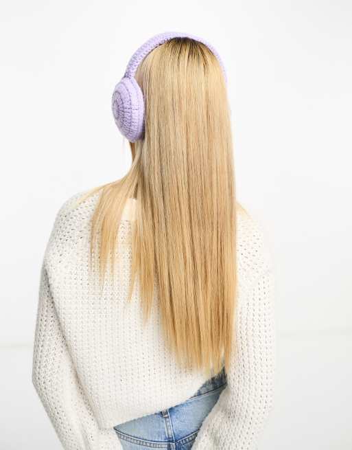 My Accessories London - Gehaakte oorwarmers in lila, 3 van 4