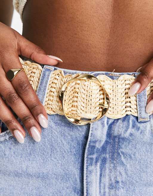 My Accessories London - Gehaakte riem van rattan in naturel, 3 van 4