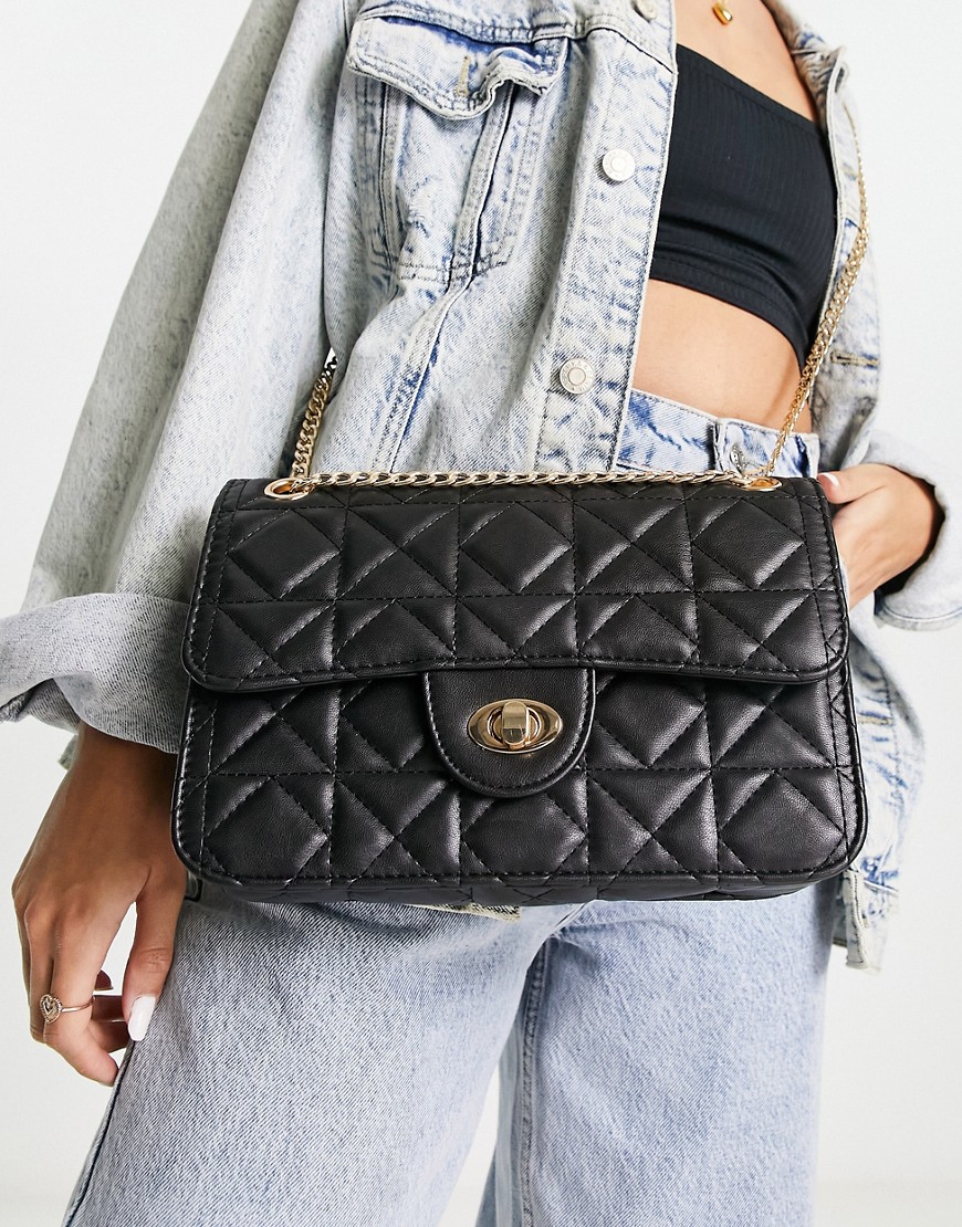 My Accessories London Geometric Quilted Cross Body Bag In Black