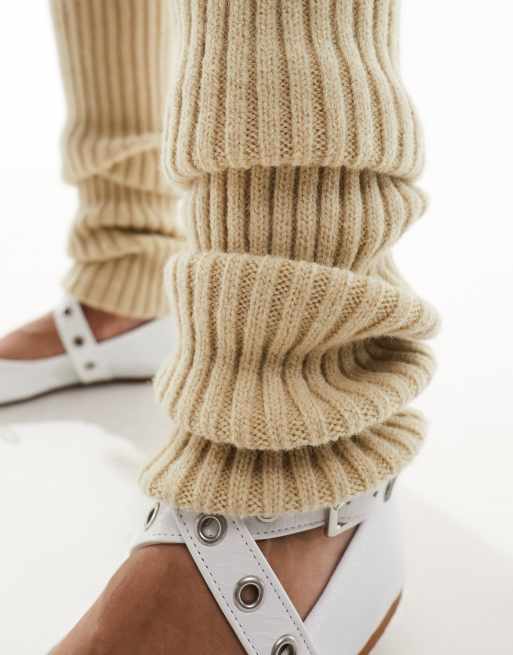 My Accessories London – Gerippte Stulpen in Beige