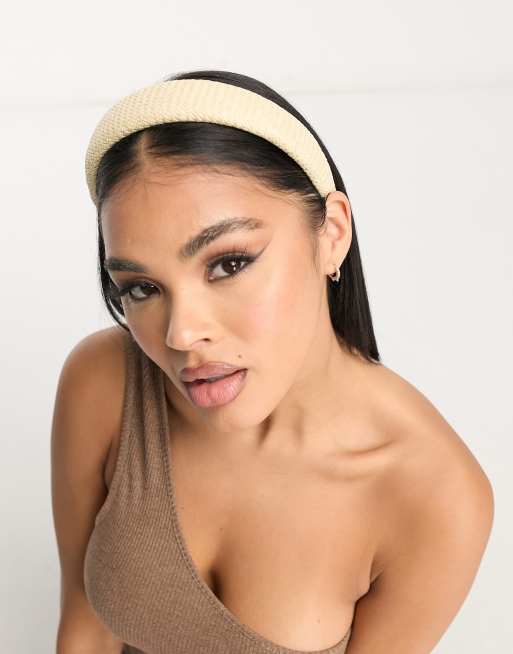 My Accessories London - Geweven, gewatteerde haarband in naturel