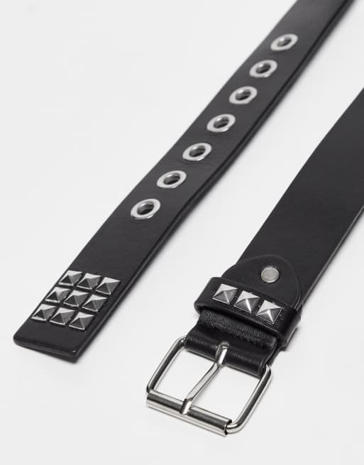 My Accessories London - Grunge riem met studs in zwart, 3 van 4