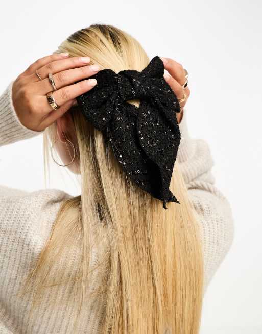 My Accessories London – Haarspange mit gewebter, paillettenbesetzter Schleife, 2 von 4