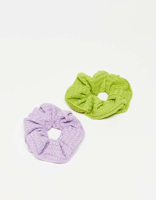 My Accessories London hair scrunchie 2 pack in waffle pastel mix