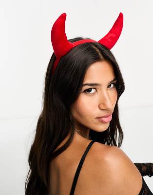 London halloween devil horns headband in red