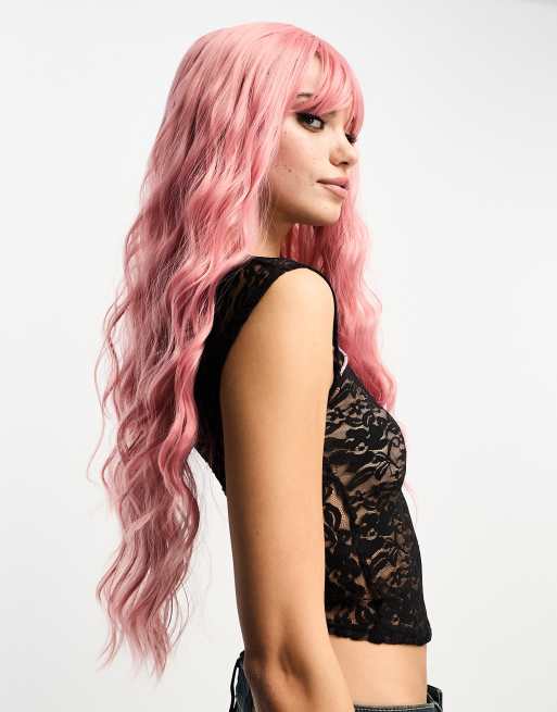 My Accessories London halloween long fringe wig in pink ASOS