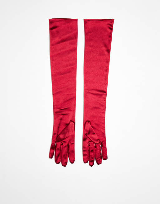 Red satin clearance gloves