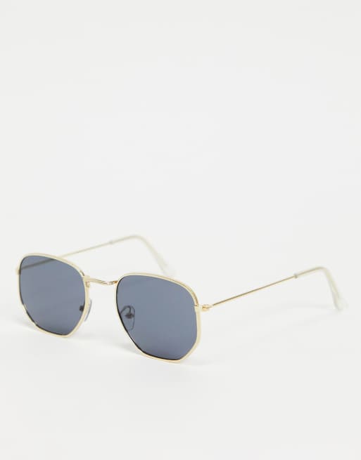 My Accessories London hexagon sunglasses with black lenses