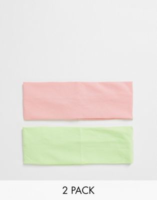 My Accessories London jersey headband 2 pack in pastel mix