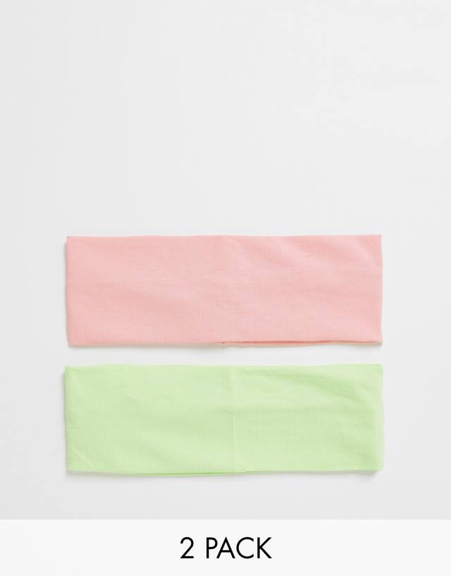 My Accessories London jersey headband 2 pack in pastel mix