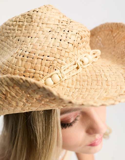 My Accessories London - Justerbar cowboyhat af strå i natur , 3 af 4