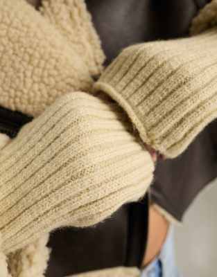 My Accessories London knit arm warmers in beige | ASOS