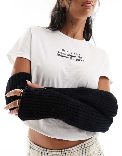 My Accessories London knit arm warmers in black 