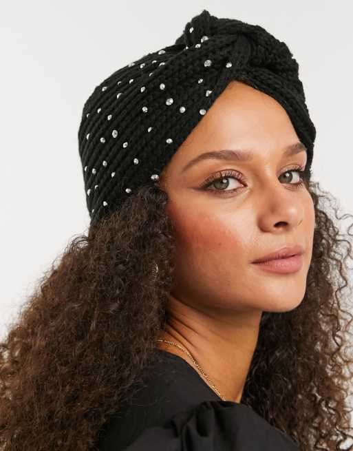 My Accessories London knitted head wrap with rhinestones ASOS