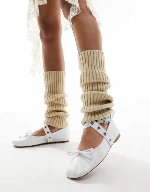 My Accessories London knitted leg warmers in beige