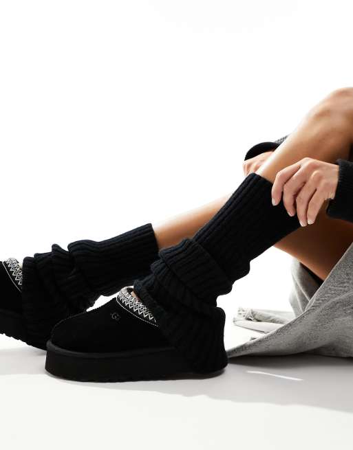 My Accessories London knitted leg warmers in black 