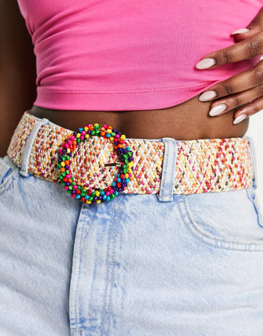 My Accessories London – Kolorowy pleciony pasek z ratanu, 4 z 4