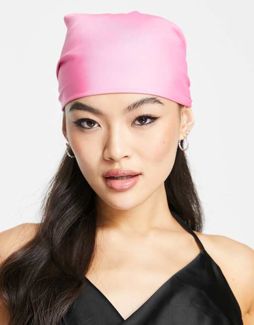 My Accessories London – Kopftuch aus Satin in leuchtendem Rosa