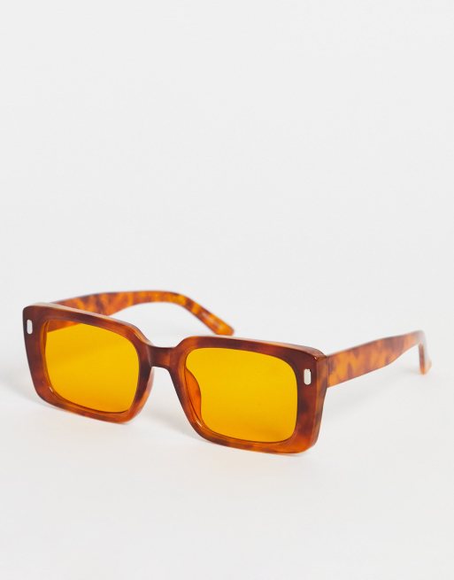 My Accessories London – Kwadratowe szylkretowe okulary przeciwsłoneczne z cieniowanymi żółtymi soczewkami
