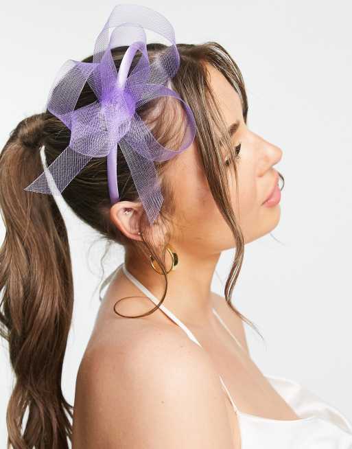 My Accessories London – Liliowa opaska fascynator, 3 z 4
