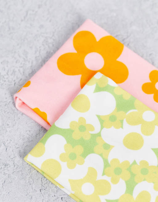 My Accessories London - Lot de 2 bandeaux en jersey à motif hibiscus, 2 de 4