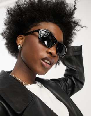 My Accessories London - Lunettes de soleil yeux de chat sportives - Noir