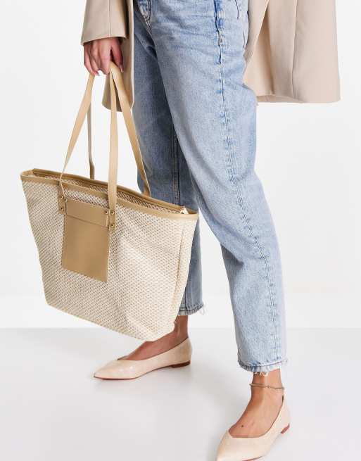 My Accessories - London - Maxi borsa oversize in tessuto intrecciato ed ecopelle PU