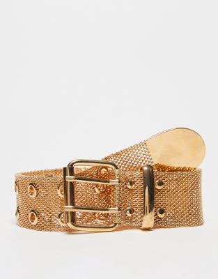 My Accessories London mesh belt in gold