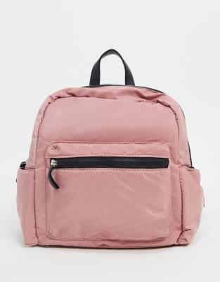 pink nylon backpack