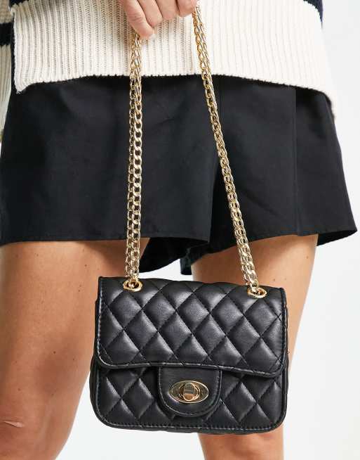 My Accessories London mini quilted crossbody bag in black