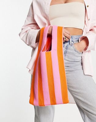 My Accessories London mini shopper bag in tutti frutti stripe