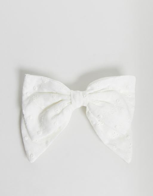 My Accessories - London - Nœud à broderies anglaises en exclusivité - Blanc, 3 de 4