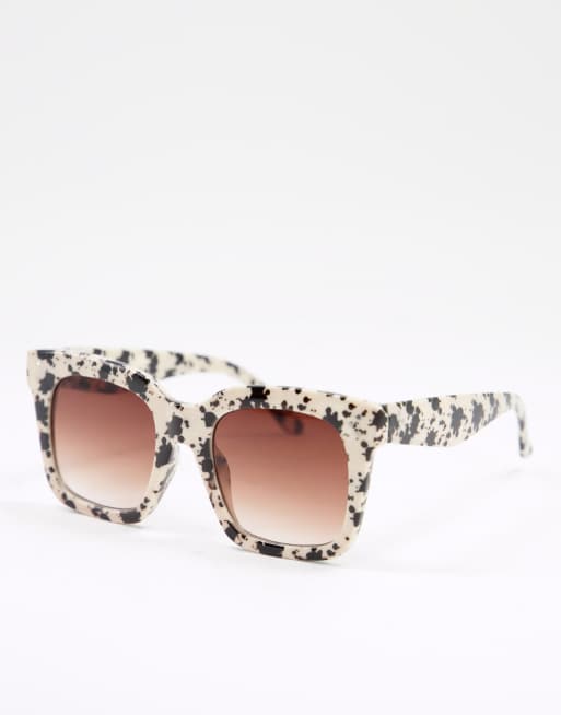 My Accessories London - Occhiali da sole con lenti squadrate color latte tartarugato