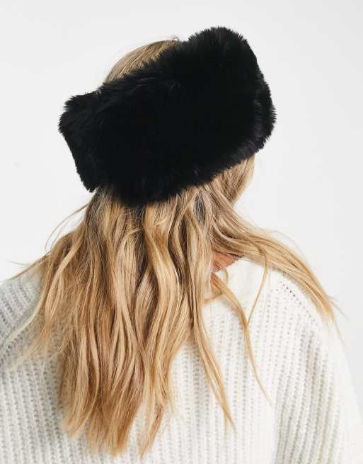 My Accessories London – OVersized-Stirnband aus Kunstpelz in Schwarz, 2 von 4