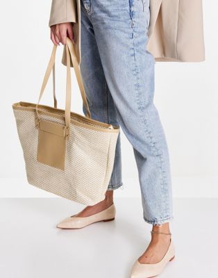 My Accessories London oversized tote bag in weave and PU