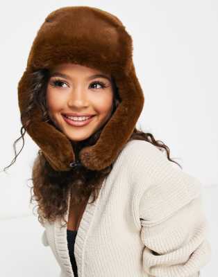 My Accessories London oversized trapper hat in teddy brown | ASOS