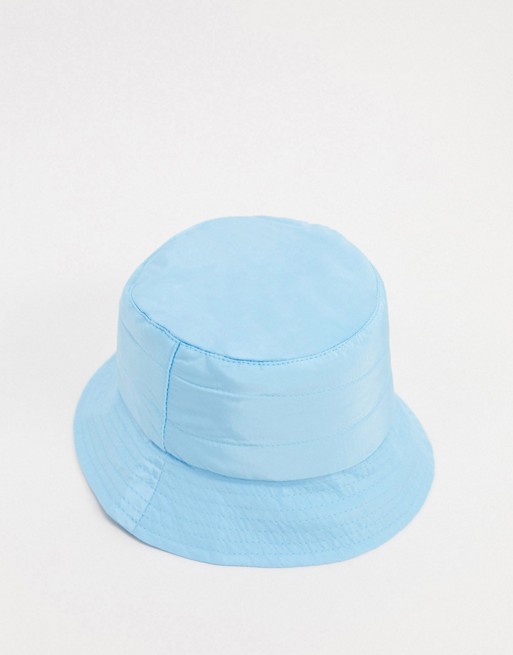 My Accessories London padded quilted nylon bucket hat in baby blue