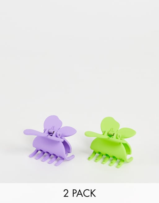 My Accessories London – Pastellfärgade, mixade hårklämmor i fjärilsdesign, 2-pack