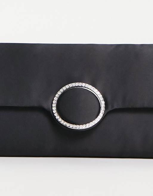 My Accessories London - Pochette en satin avec cristaux - Noir, 3 de 4