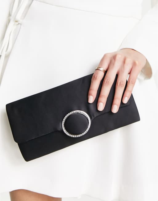 My Accessories London - Pochette en satin avec cristaux - Noir, 4 de 4