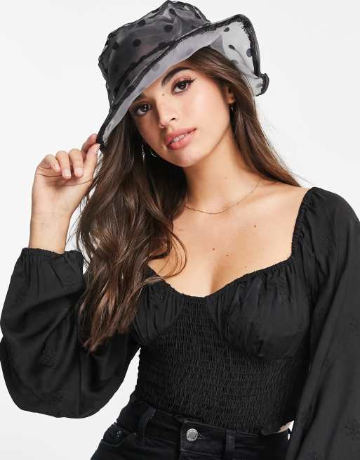 My Accessories London – Prześwitujący kapelusz typu bucket w grochy, 3 z 4