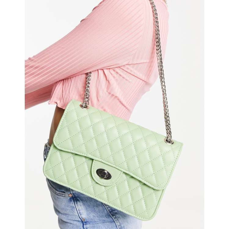 My Accessories London quilted cross body bag in pistachio green